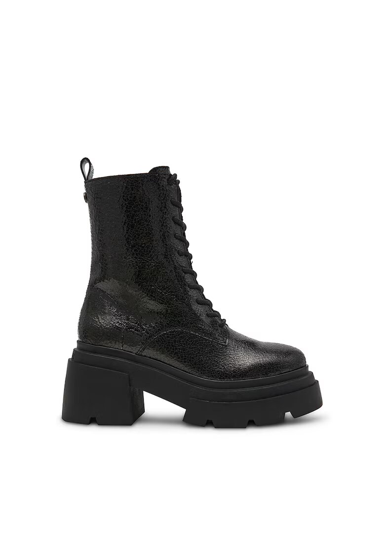 Steve Madden Bocanci demi-wedge de piele - Negru
