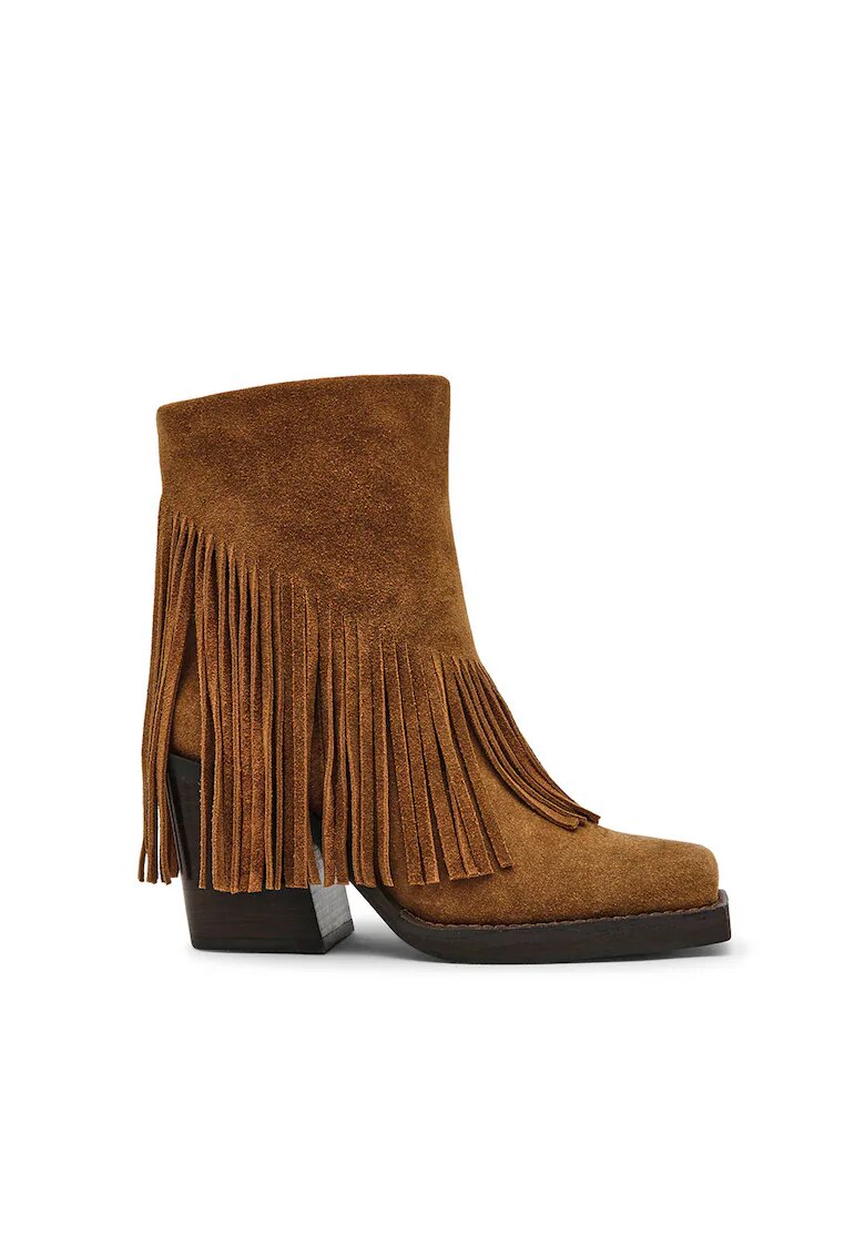 Steve Madden Botine de piele intoarsa cu canafi Chestnut - Caramel