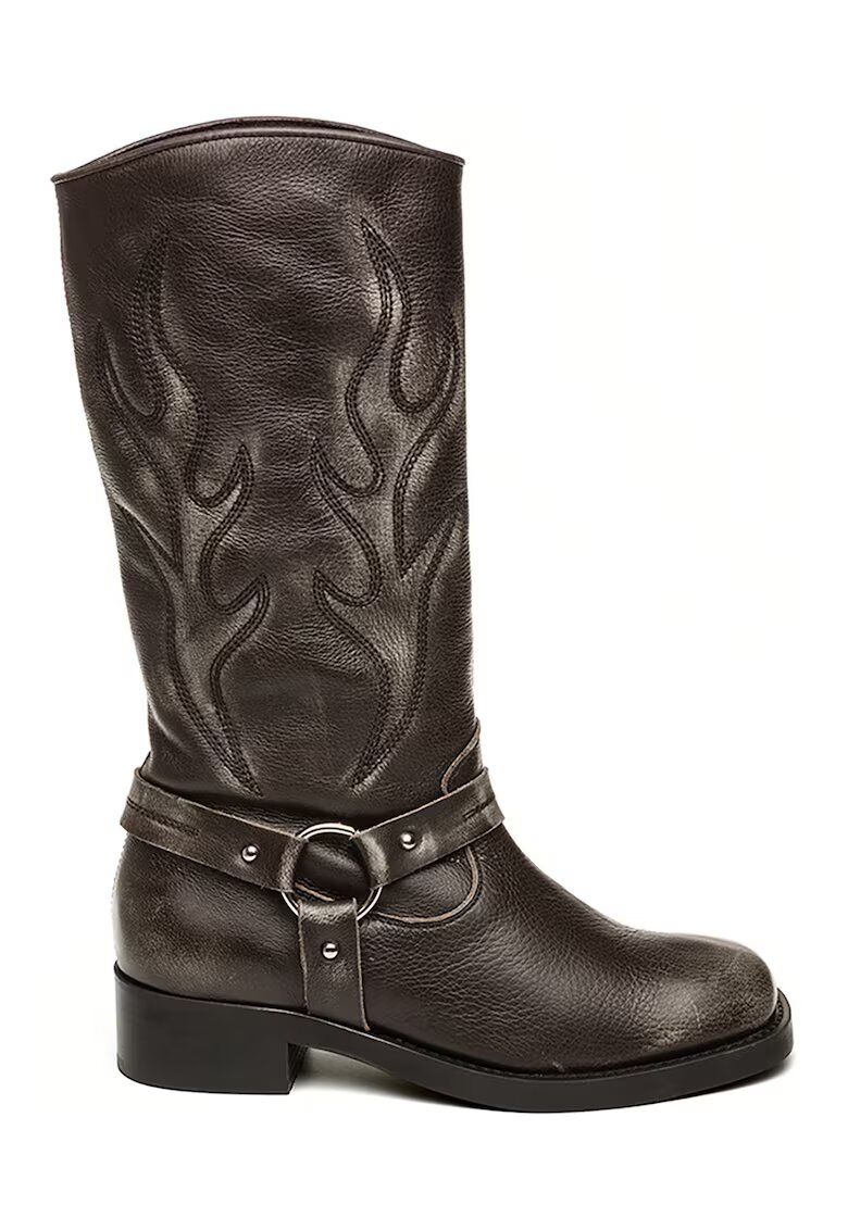 Steve Madden Cizme mid-calf de piele cu aspect texturat - Gri antracit