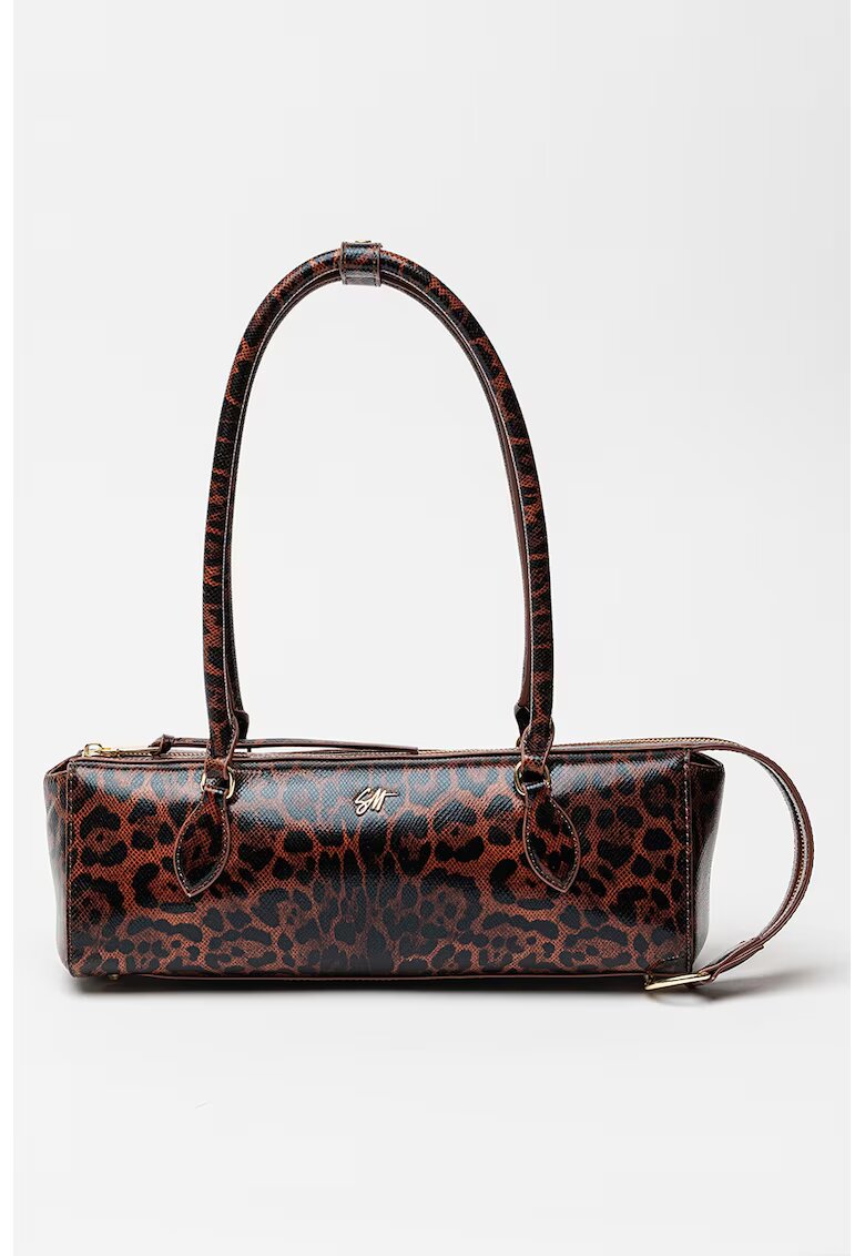 Steve Madden Geanta bowler de piele ecologica cu animal print Remie - Negru/Maro