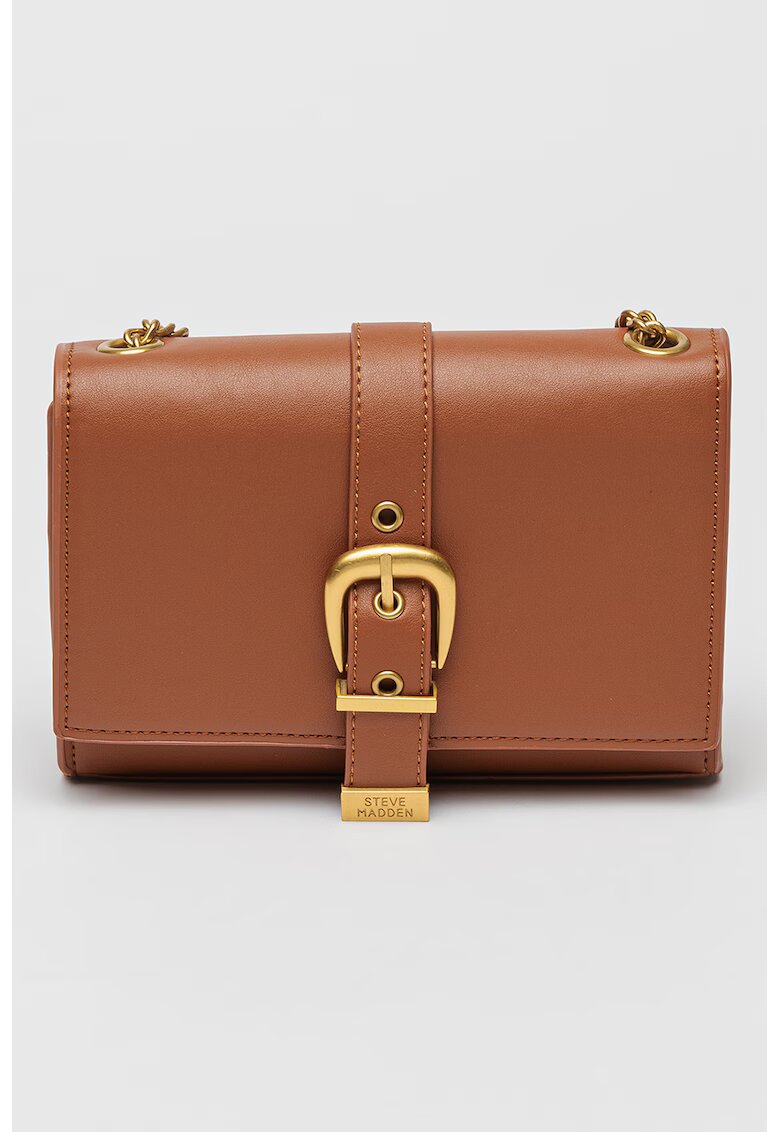 Steve Madden Geanta crossbody de piele ecologica cu bareta de lant - Maro scortisoara