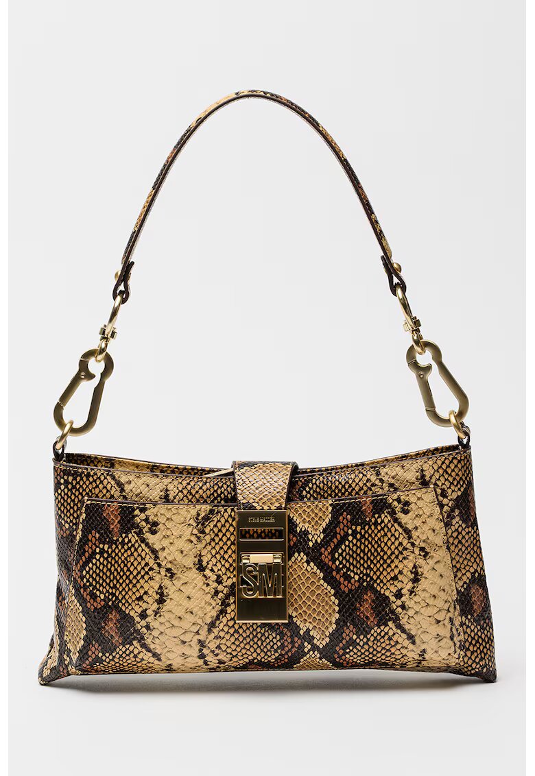 Steve Madden Geanta crossbody de piele ecologica cu model sarpe - Maro/Bej deschis