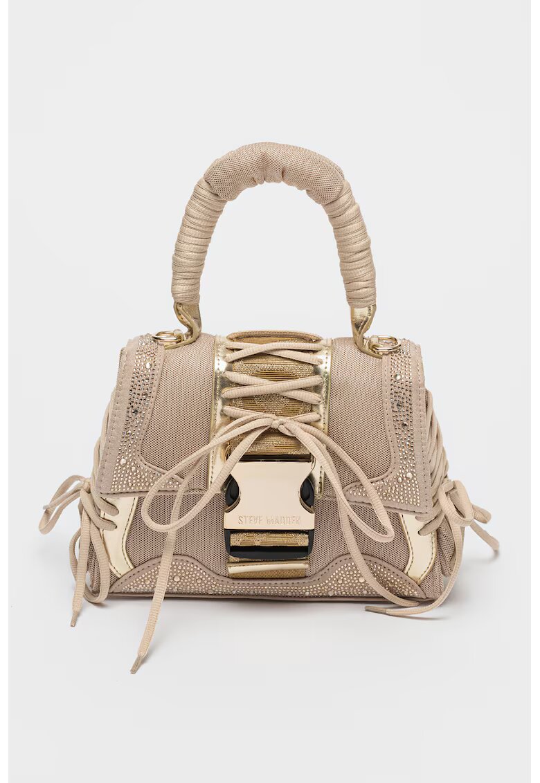 Steve Madden Geanta din piele ecologica cu bareta de umar si logo Diego - Auriu/Bej