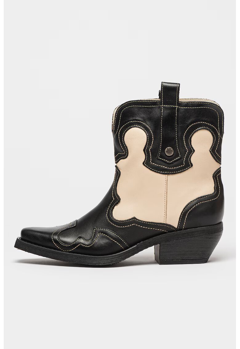 Steve Madden Ghete cowboy de piele Waynoa - Negru/Crem