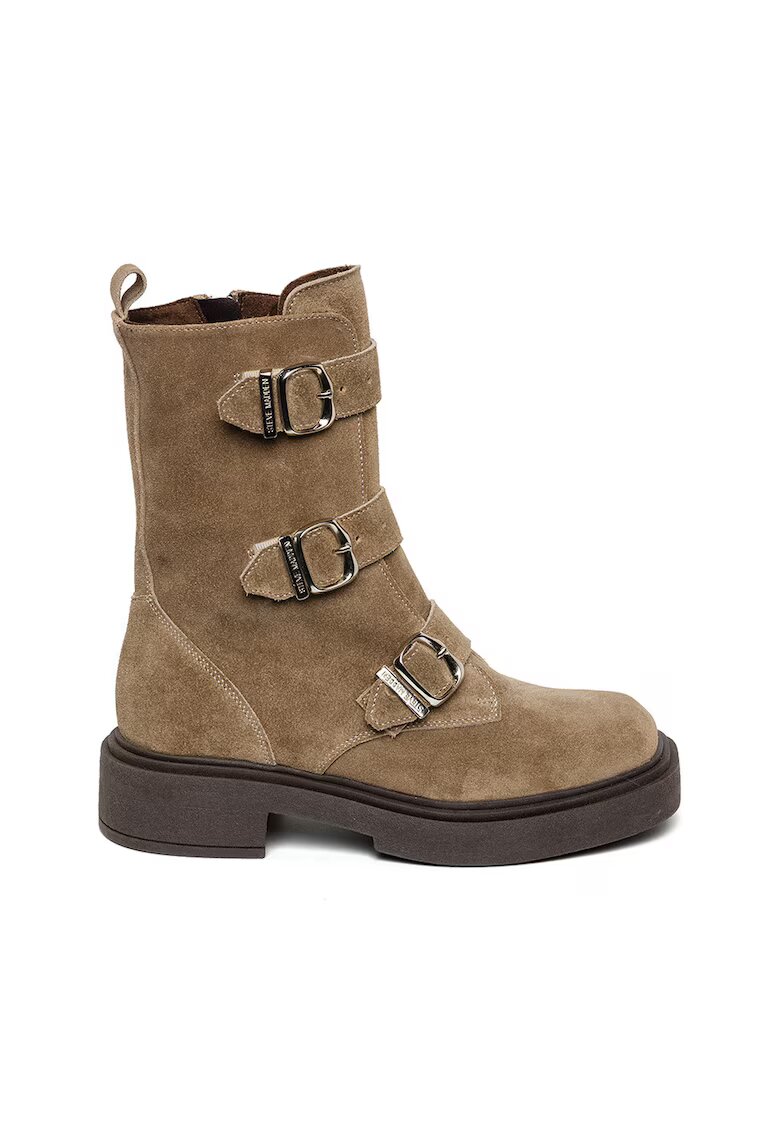 Steve Madden Ghete de piele cu catarama si varf patrat Clipper - Maro deschis