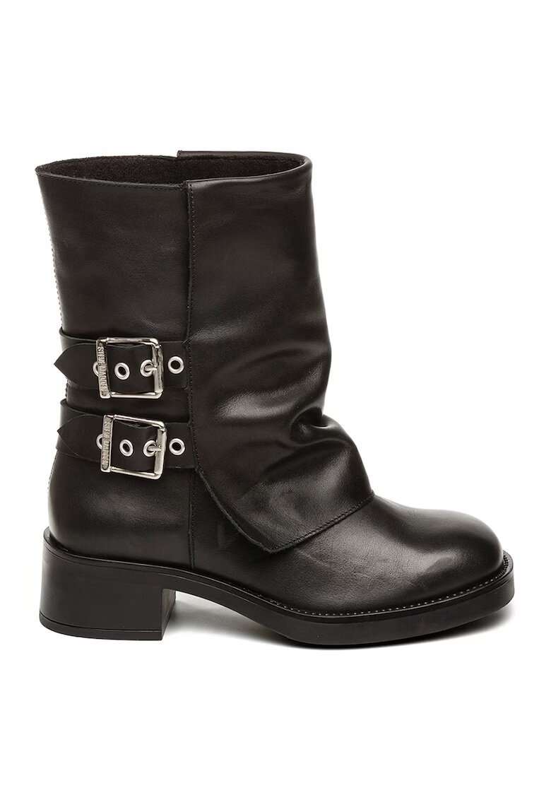 Steve Madden Ghete de piele cu catarame - Negru