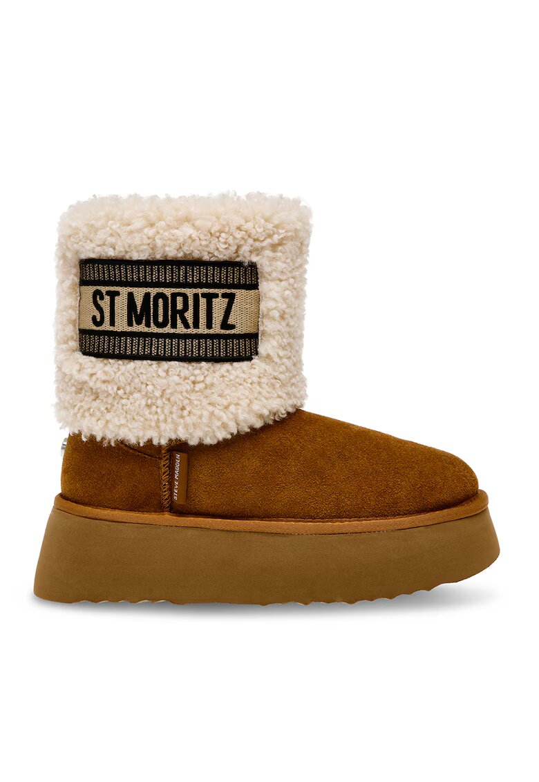 Steve Madden Ghete de piele intoarsa fara inchidere St. Moritz - Maro cognac/Crem