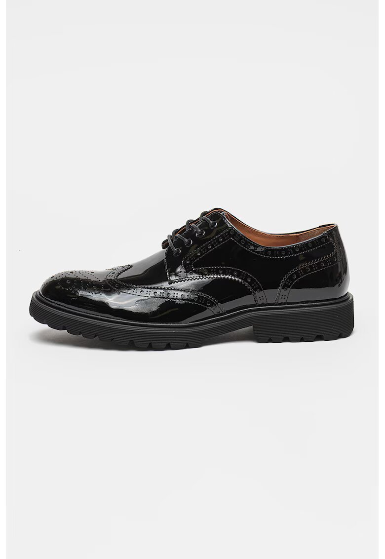Steve Madden Pantofi din piele lacuita cu model brogue Mayor - Negru