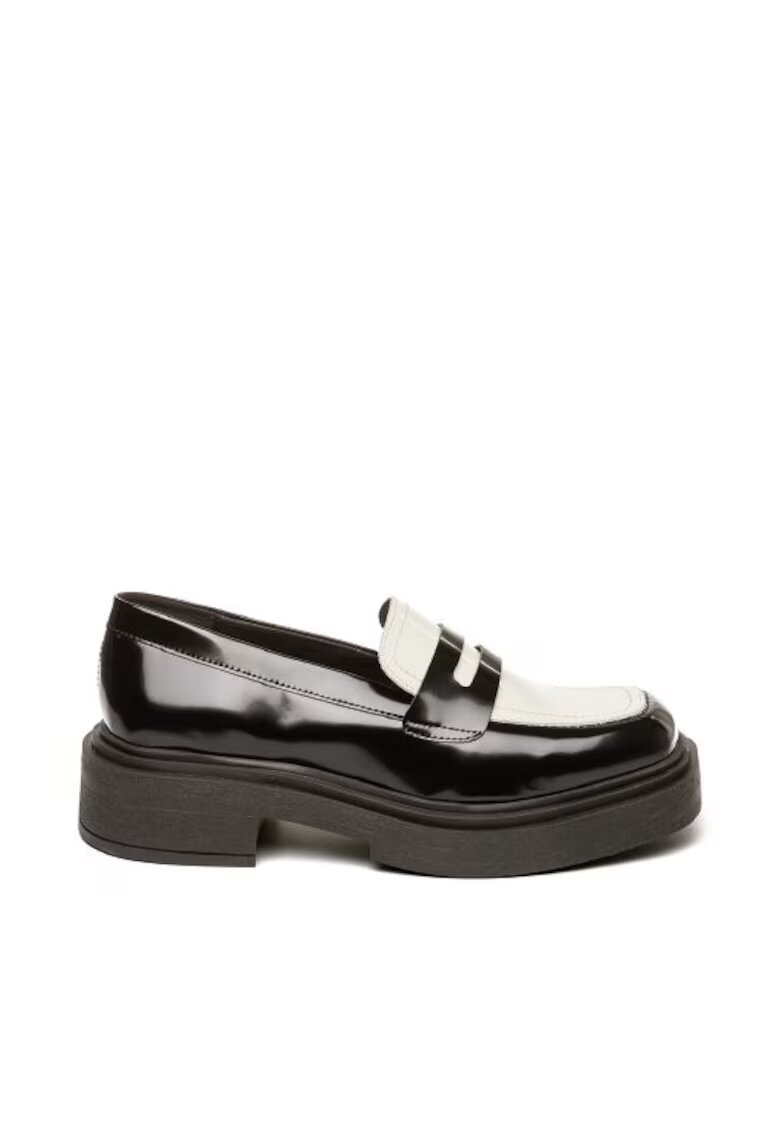Steve Madden Pantofi loafer de piele ecologica si piele - Negru/Alb murdar
