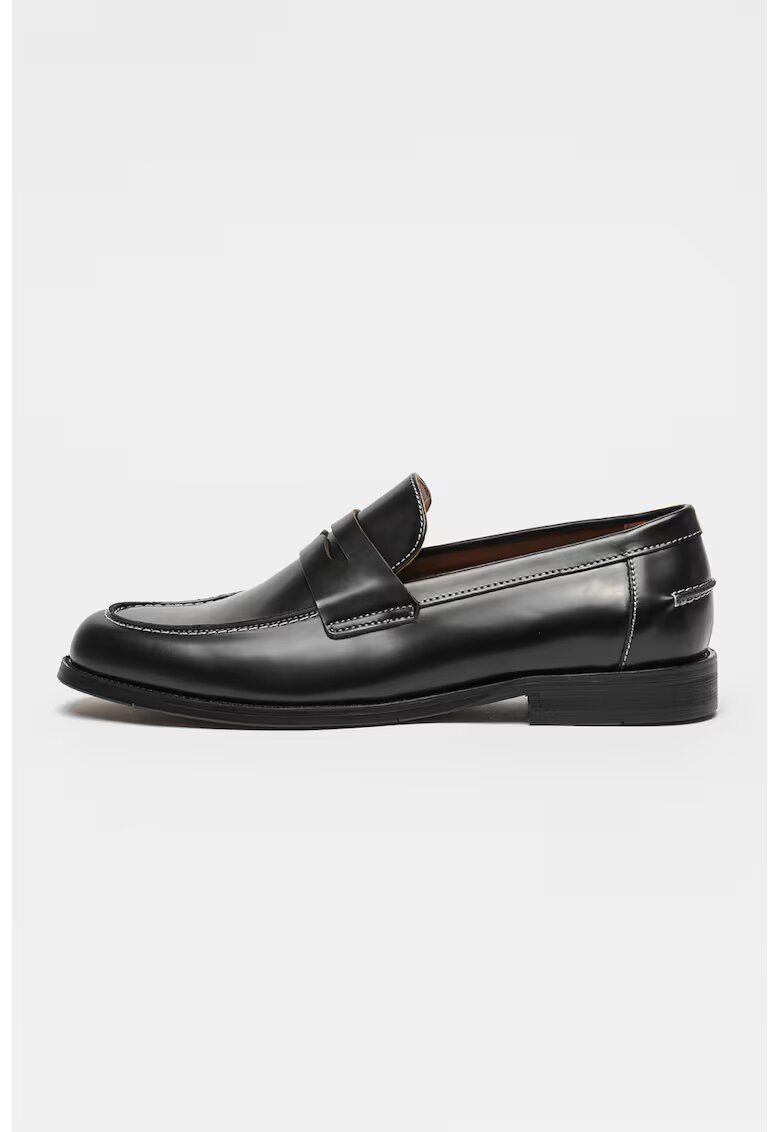 Steve Madden Pantofi loafer din piele cu bareta decorativa Natan - Negru