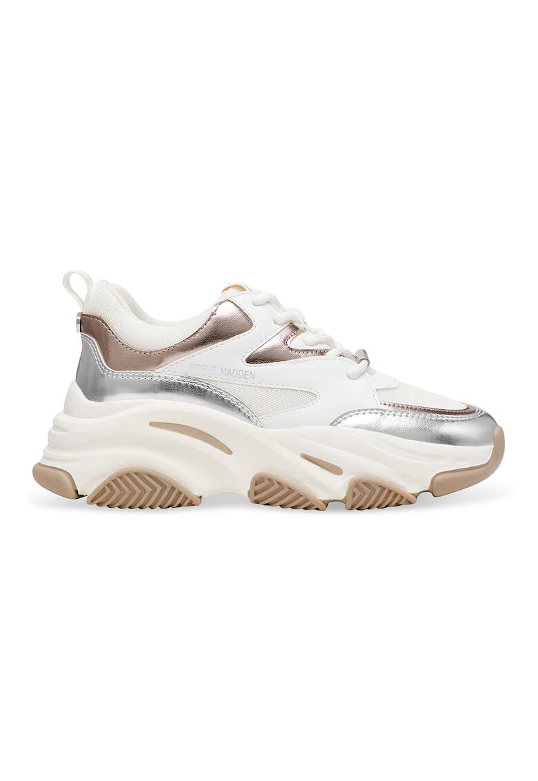 Steve Madden Pantofi sport cu aspect masiv Progressive - Maro taupe deschis/Alb murdar/Argintiu