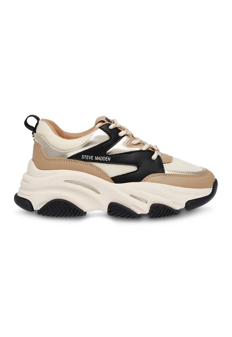 Steve Madden Pantofi sport cu aspect masiv Progressive - Negru/Maro camel/Crem