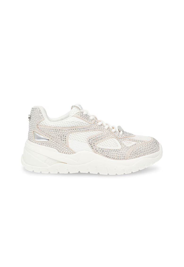Steve Madden Pantofi sport cu strasuri - Alb/Bej/Argintiu