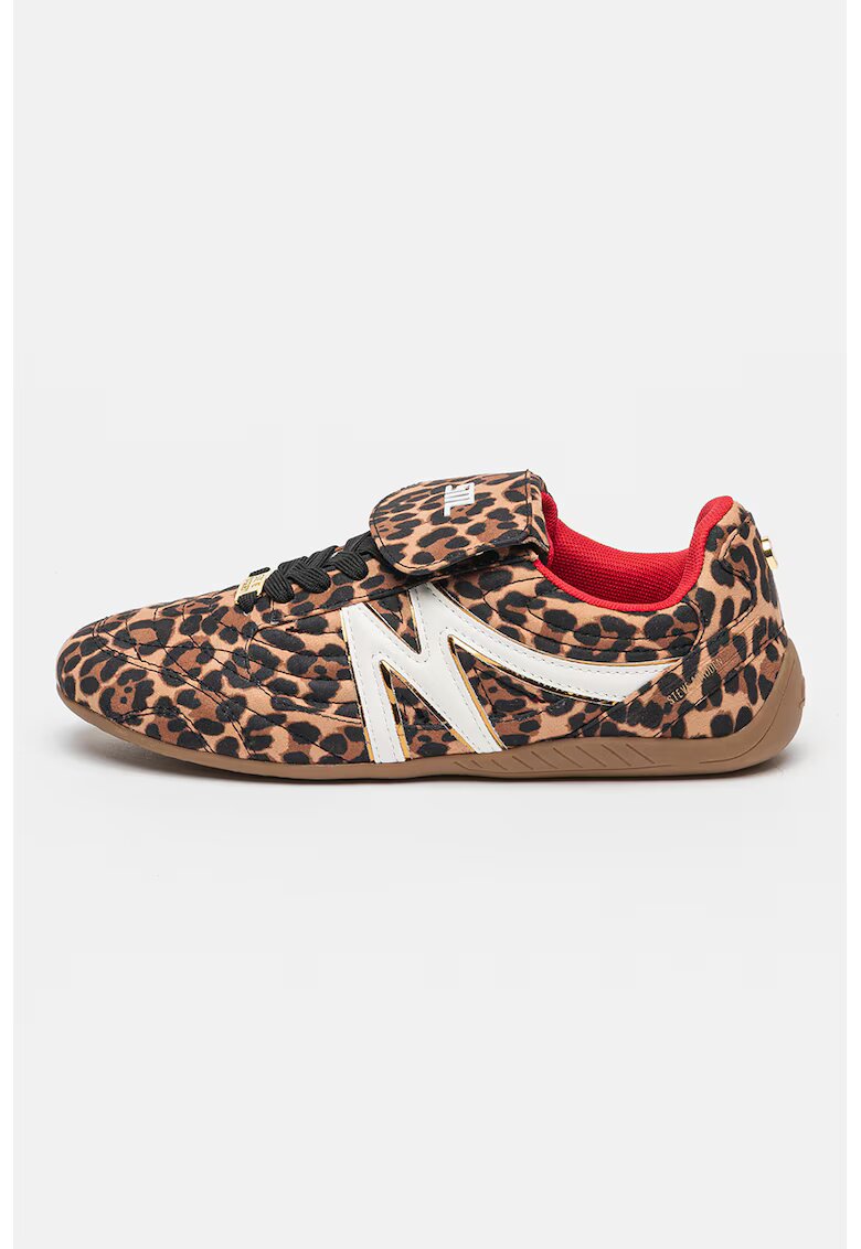 Steve Madden Pantofi sport de piele cu animal print Freekick-LE - Negru/Maro