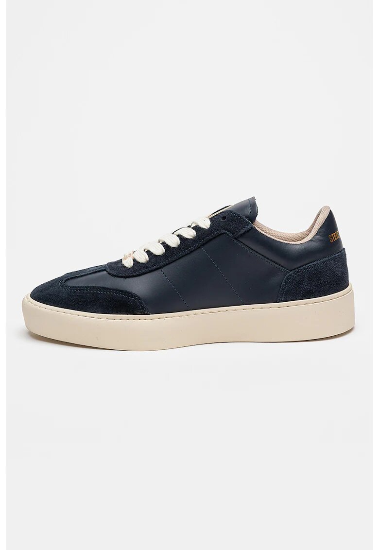Steve Madden Pantofi sport de piele si piele intoarsa Lyone II - Bleumarin