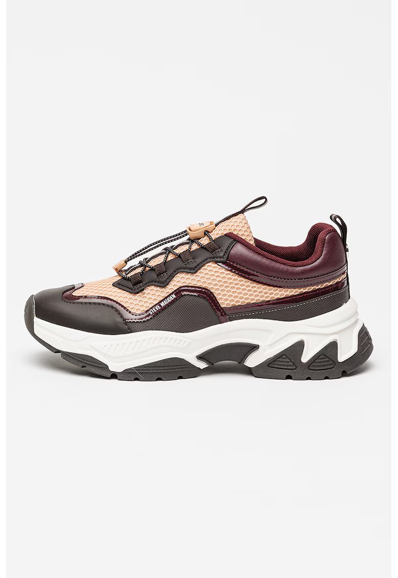 Steve Madden Pantofi sport de plasa cu garnituri de piele ecologica - Maro inchis/Roz somon/Violet pruna