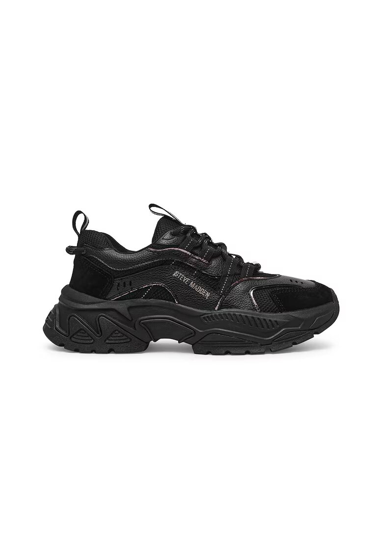 Steve Madden Pantofi sport demi-wedge cu insertii de piele intoarsa - Negru stins