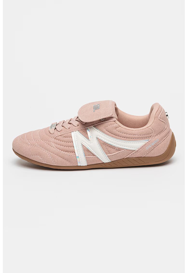 Steve Madden Pantofi sport din piele cu logo - Alb/Roz inchis