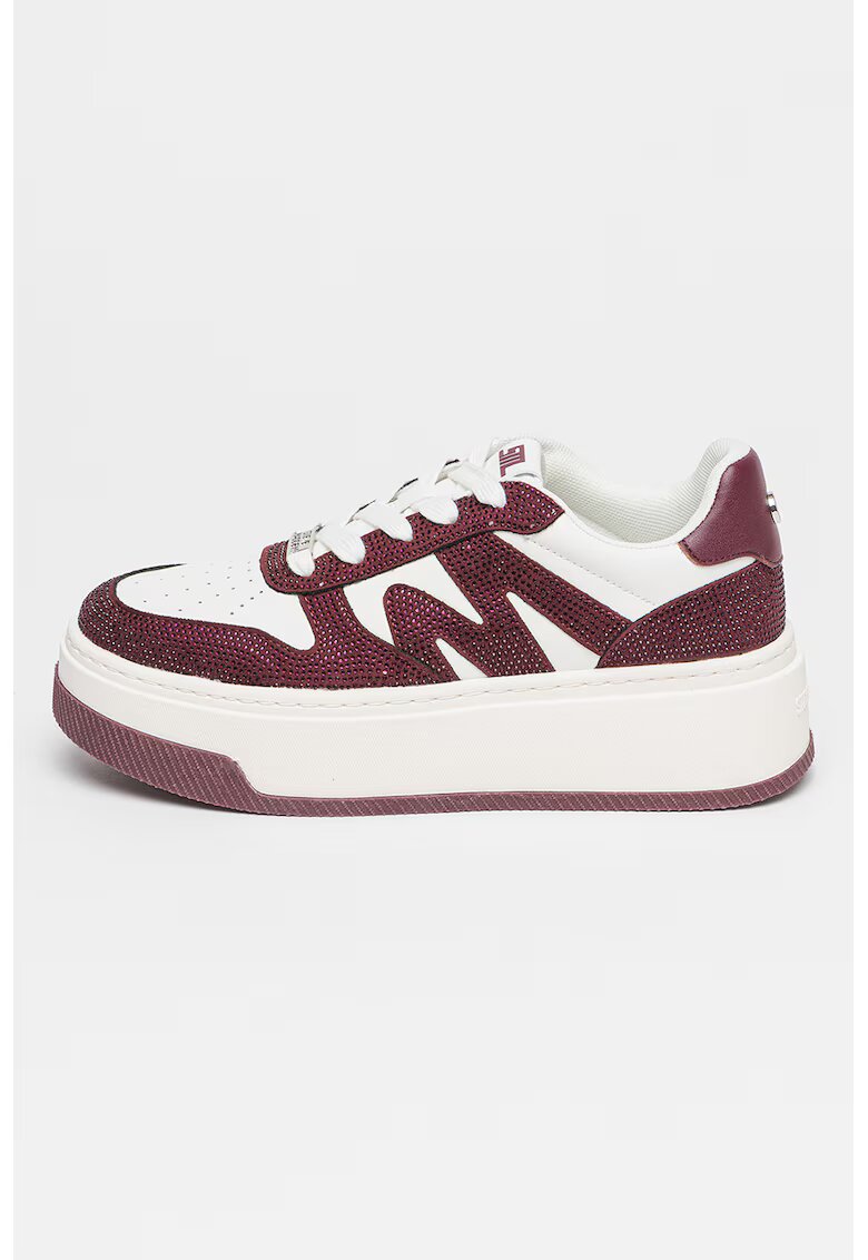Steve Madden Pantofi sport flatform decorati cu strasuri - Alb/Violet pruna
