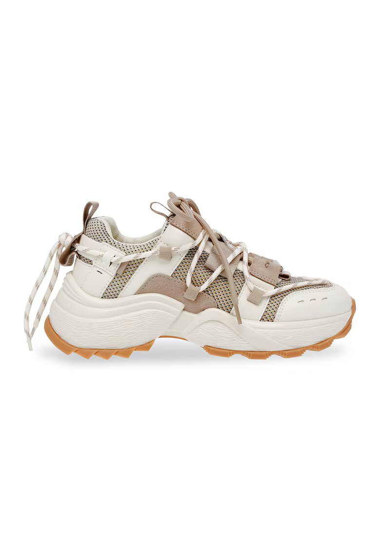 Steve Madden Pantofi sport masivi cu garnituri de plasa Tazmania - Alb/Maro nisip