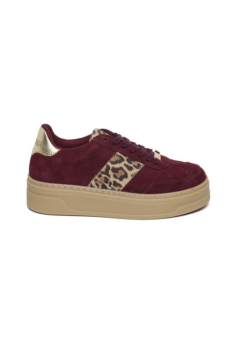 Steve Madden Pantofi sport Moxy low-cut cu platforma - Visiniu/Negru/Maro nisip