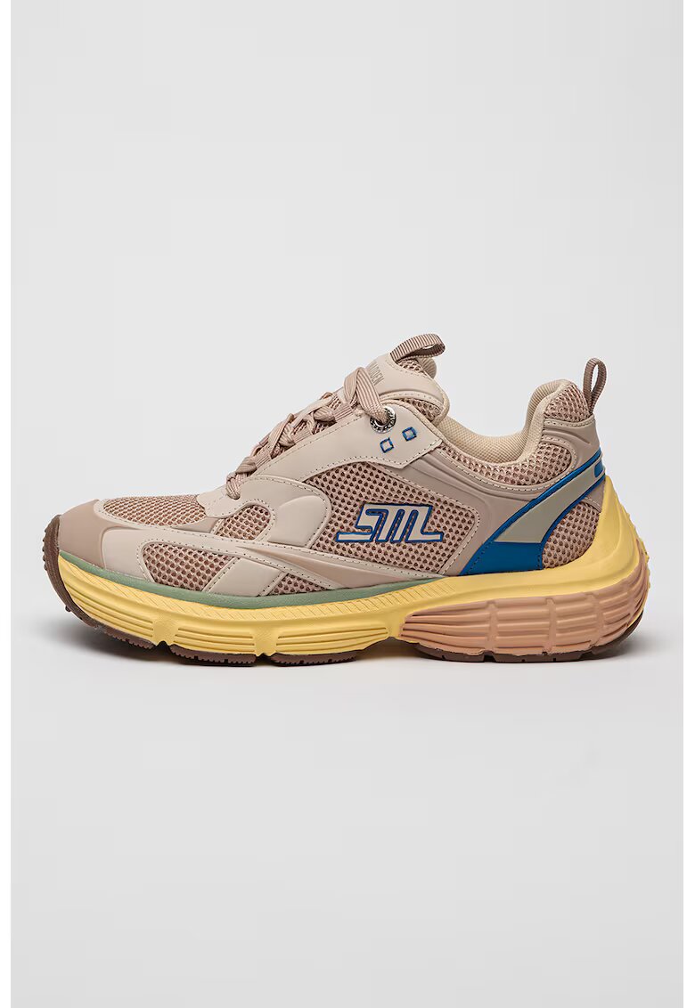 Steve Madden Pantofi sport Parker din piele ecologica cu insertii din plasa - Maro deschis/Maro taupe deschis