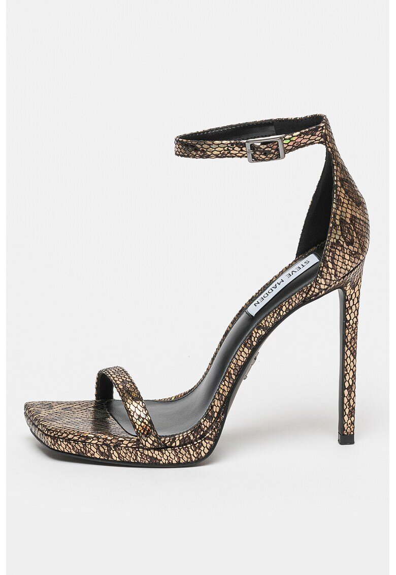 Steve Madden Sandale cu imprimeu cu aspect de piele de sarpe si toc stiletto Whiz - Auriu/Negru