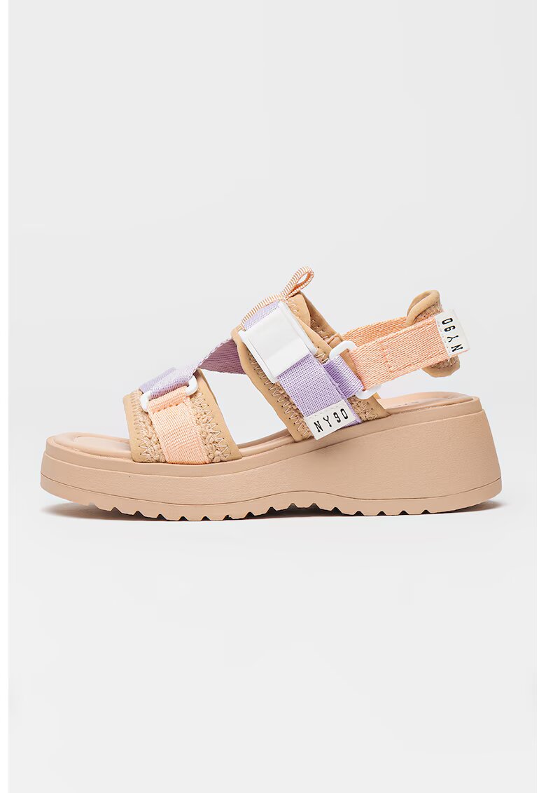 Steve Madden Sandale cu talpa wedge si catarama Decorum - Maro nisip/Lila