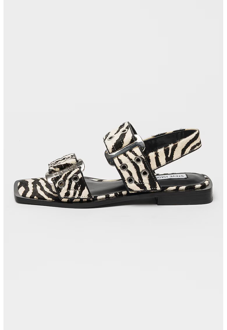 Steve Madden Sandale din piele cu par scurt cu animal print Saria - Alb fildes/Negru