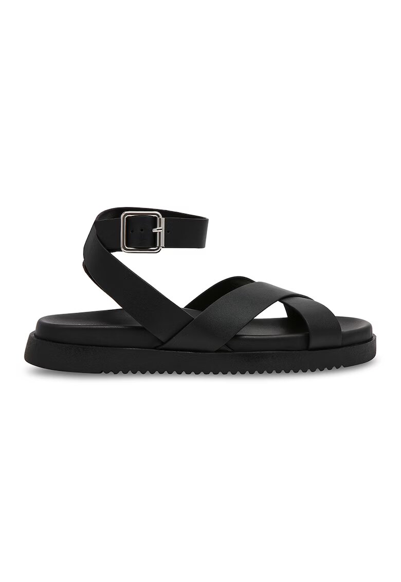 Steve Madden Sandale din piele cu talpa plata - Negru