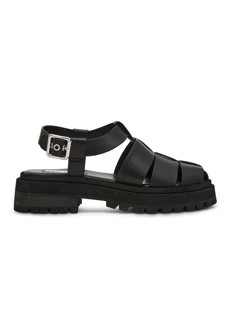 Steve Madden Sandale din piele cu talpa plata si catarama - Negru