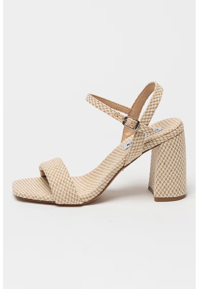 Steve Madden Sandale din piele si piele ecologica - Alb fildes/Bej