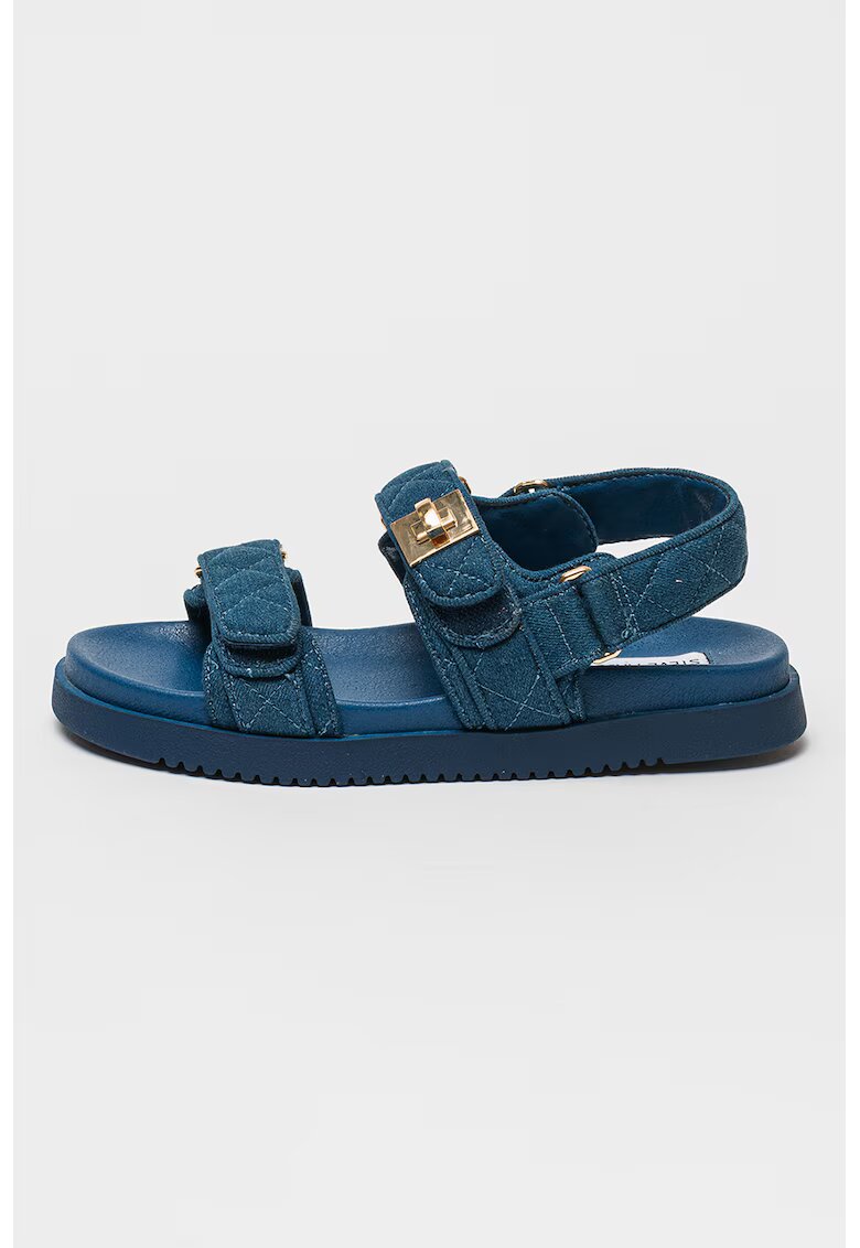 Steve Madden Sandale matlasate cu talpa plata si inchidere velcro Mona - Albastru inchis