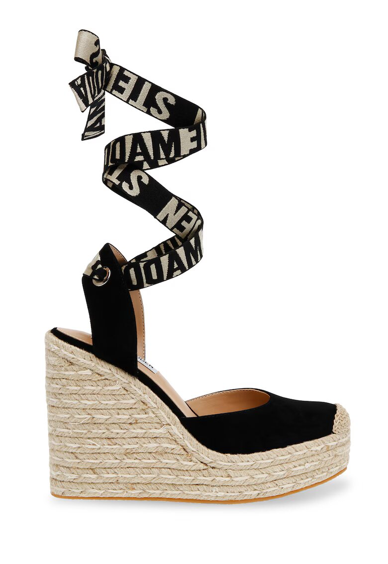 Steve Madden Sandale wedge cu sireturi Dafina - Negru/Bej