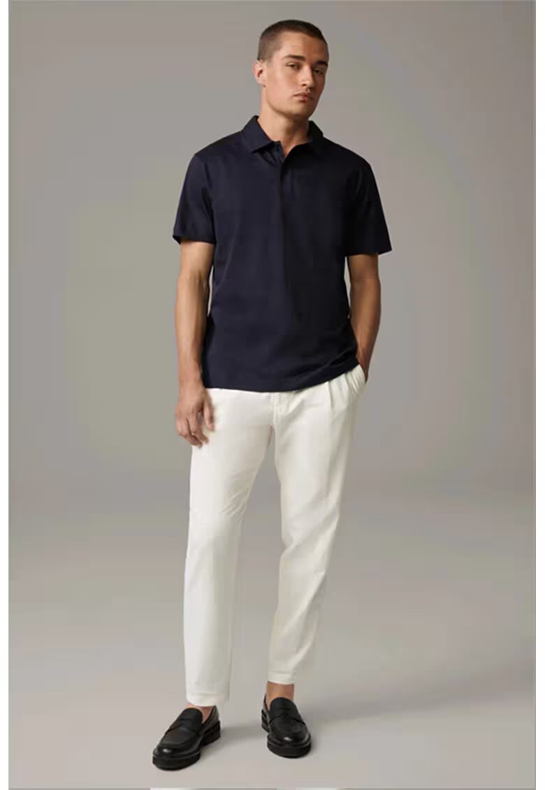 Strellson Tricou polo cu nasturi ascunși - Albastru inchis