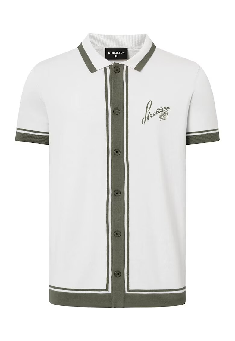 Strellson Tricou regular fit cu guler rotund și închidere frontală prin nasturi - Gri deschis
