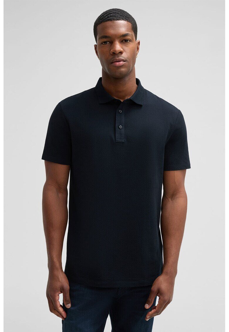 Strellson Tricou regular fit polo cu material texturat - Albastru inchis