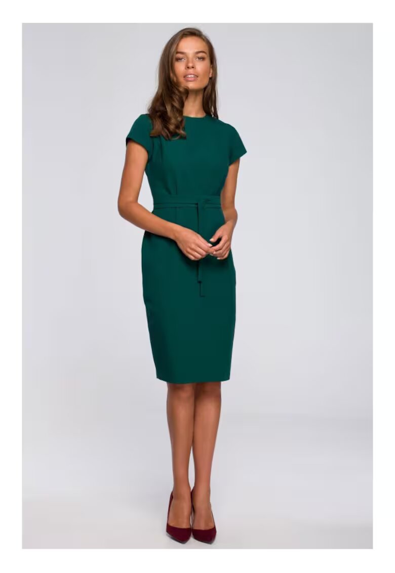 Style Rochie creion cu cusaturi - verde -