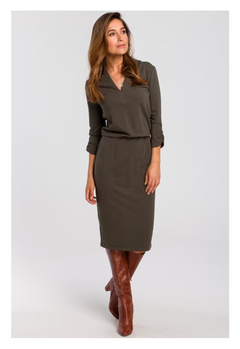 Style Rochie tricotata cu decolteu - olive -