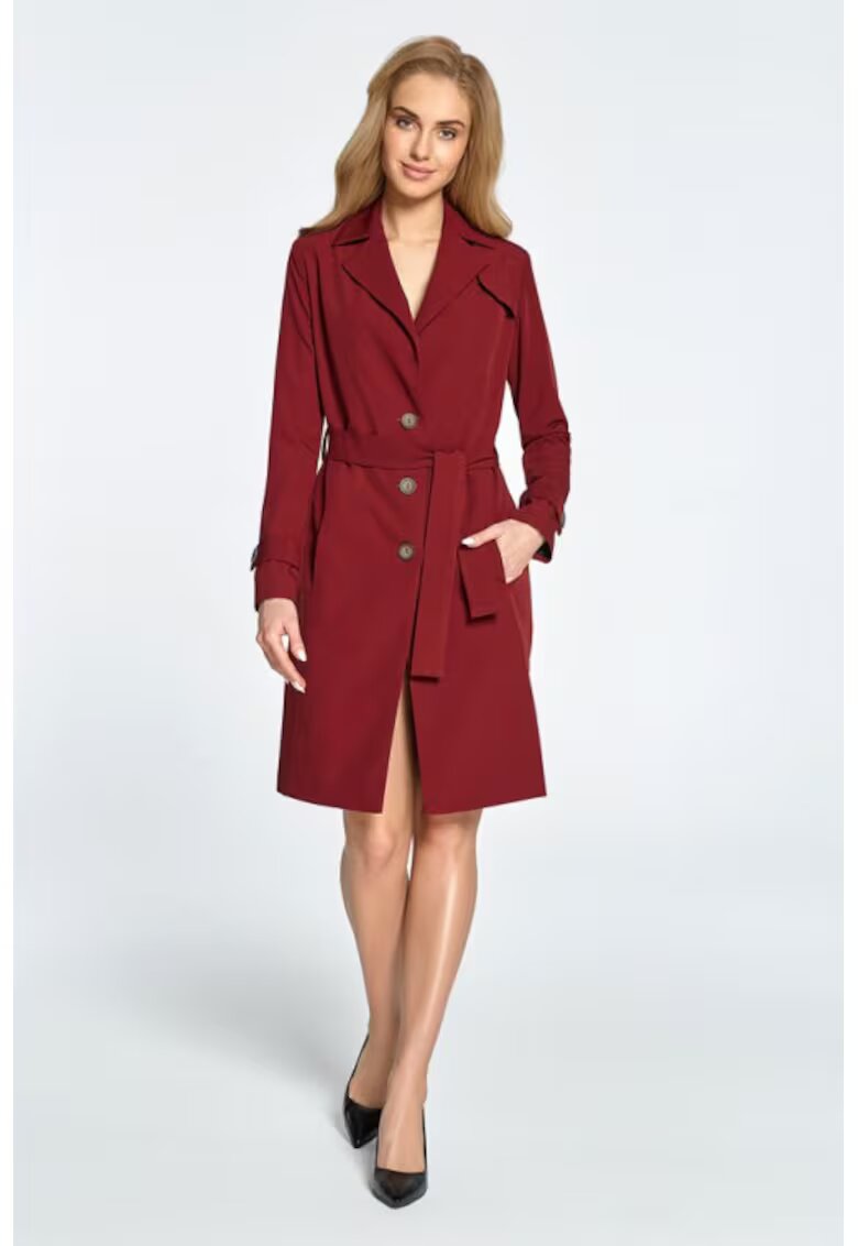 Stylove Palton cambrat cu cordon - - Rosu inchis