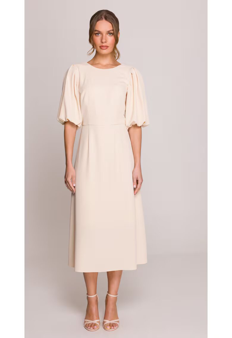 Stylove Rochie cu maneci bufante - Alb - Alb