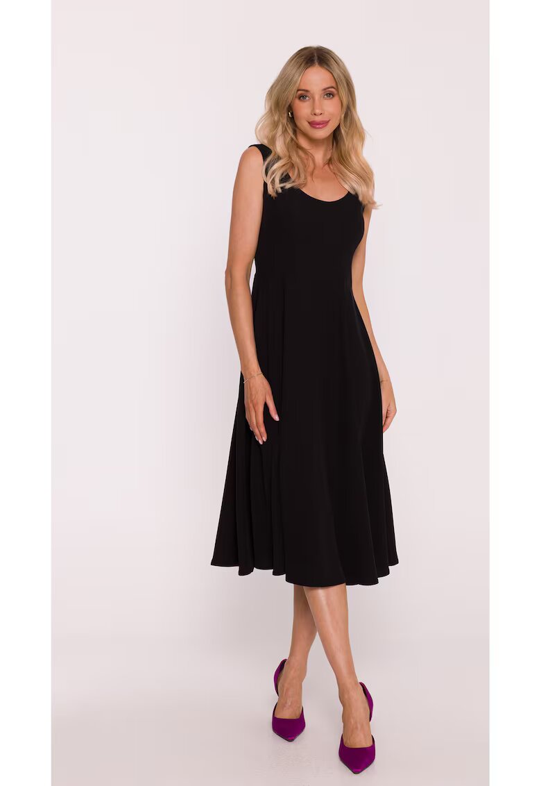 Stylove Rochie midi evazata fara maneci - Negru