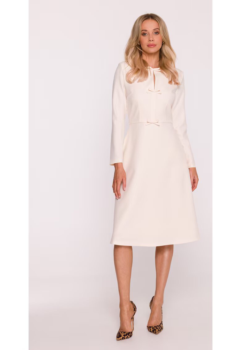 Stylove Rochie Midi S414 fildes Maneci lungi - Decolteu rotund - Spate fermoar - Material neted - Captuseala completa - Fildes mat
