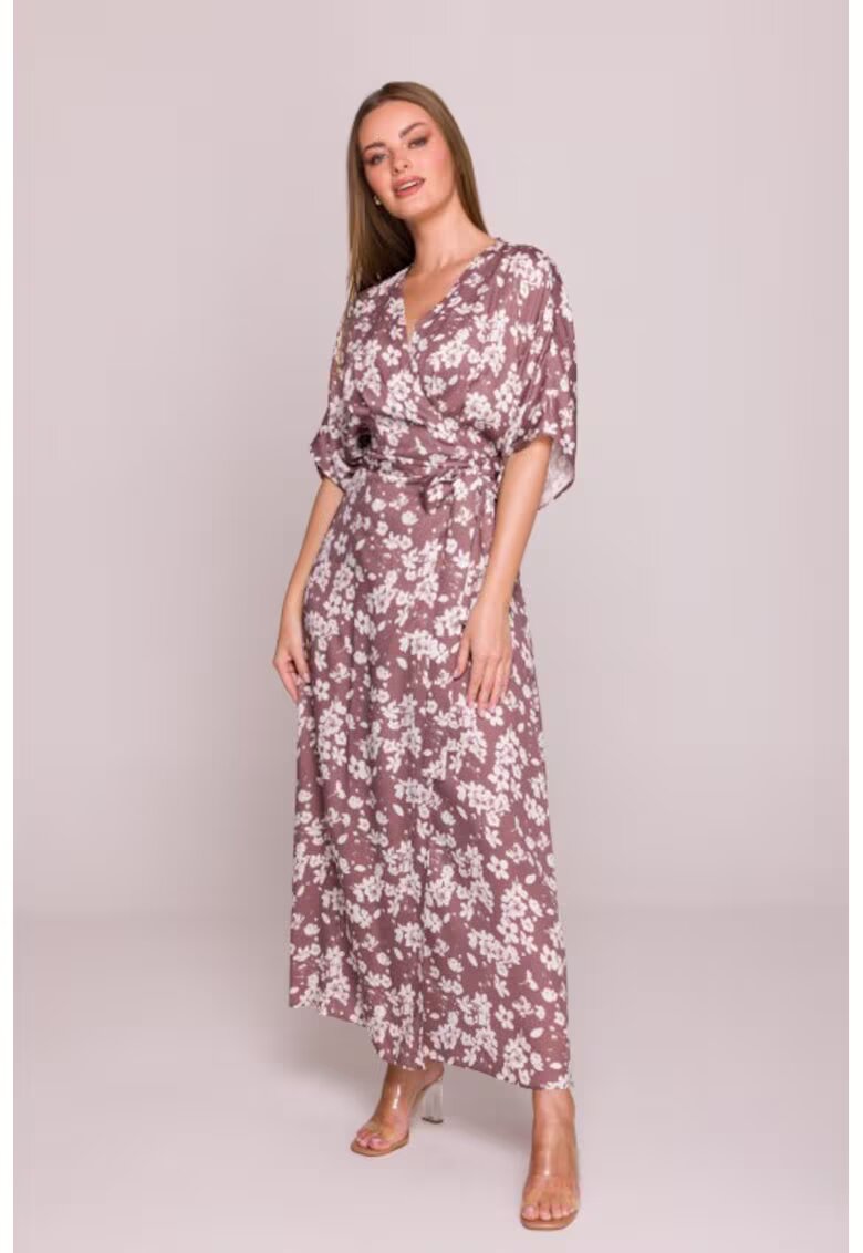 Stylove Rochie petrecuta maxi cu imprimeu - - Alb/Maro