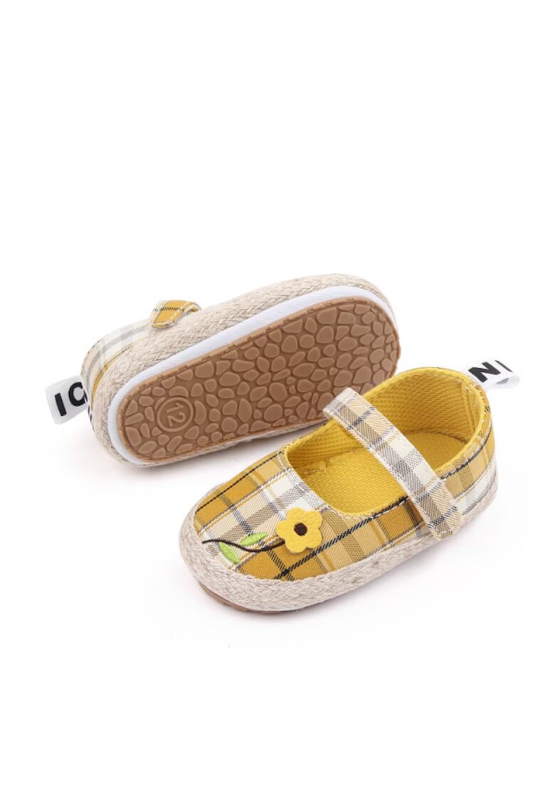 Superbaby Balerini In Carouri - Casual - Textil - Fete - Velcro - Galben