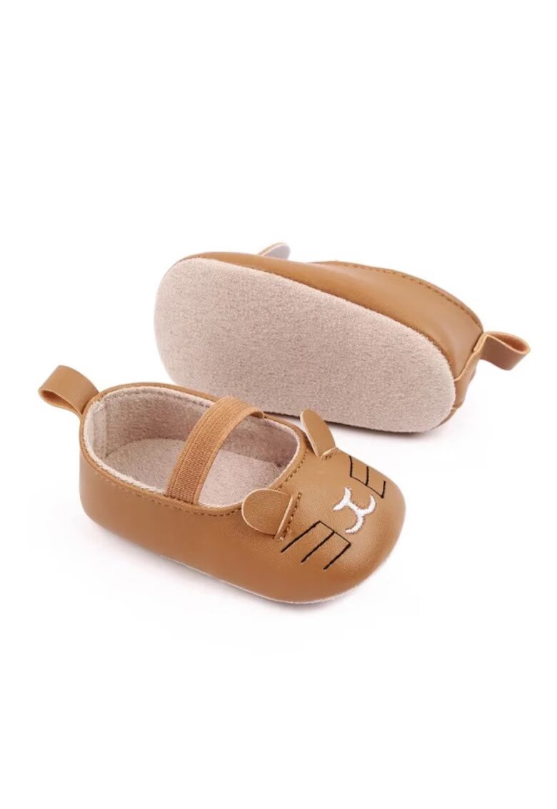 Superbaby Balerini Model Pisicuta - Casual - Piele ecologica - Fete - Banda elastica - Maro
