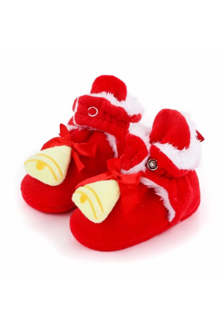 Superbaby Botosi De Casa Plusati - Model Clopotei - Casual - Textil - Fete - Baieti - Rosu