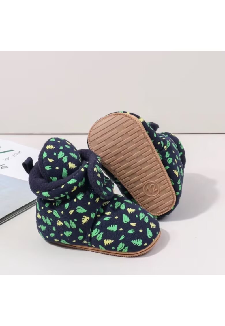 Superbaby Cizmulite bleumarine cu imprimeu verde si galben - Bleumarin