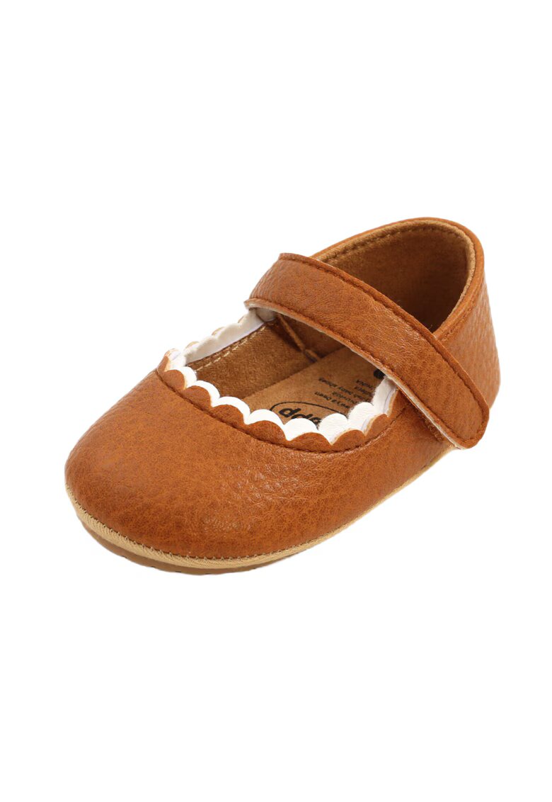 Superbaby Pantofi Cu Bordura Alba - Piele ecologica - Fete - Maro