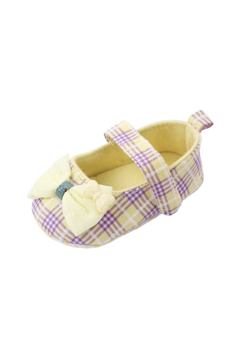 Superbaby Pantofi In Carouri Cu Fundita Galbena - Textil - Fete - Multicolor - Multicolor